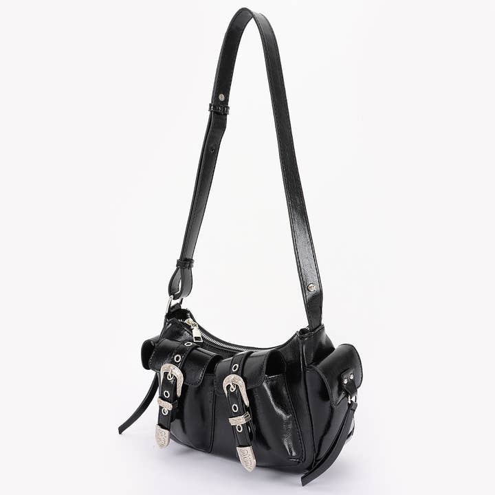 3AM BY H&D ACCESSORIES - Wholesale Shoulder Bag - Women's - Faux Leather Metal Buckle Shoulder Bag3