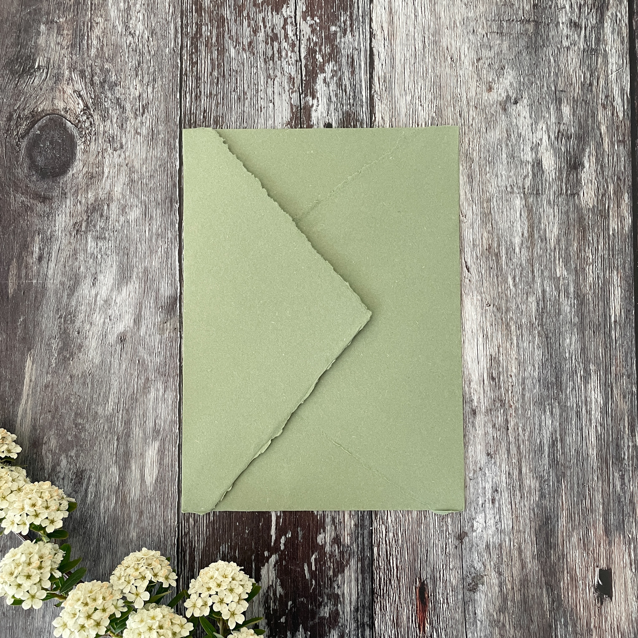 The Natural Paper Company – wholesale Envelopes – Sage Green Handmade Paper Envelope | Recycled Cotton Rag3