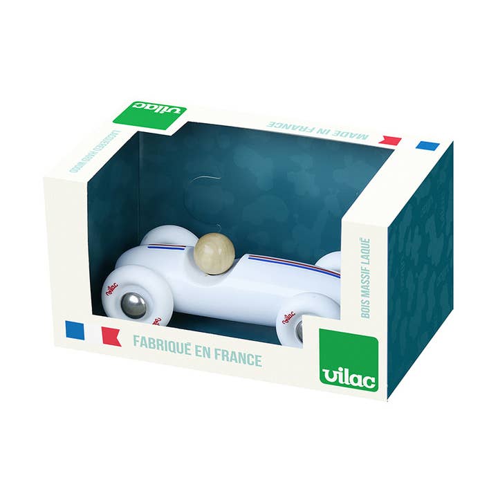 Vilac Mini Vintage Grand Prix Car White Classic Toy Vehicle for wholesale by Hippychick