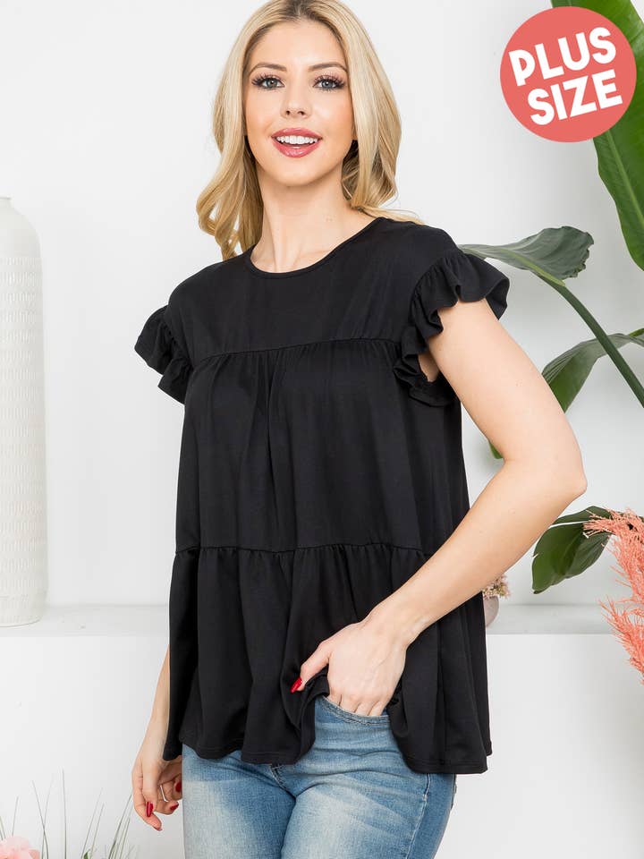 FÖRSÄLJNING! YMT20039X-PLUS-STORLEK MED VOLANGER I MASSIV SVÄNGBAR TOPP för wholesale av You & Me