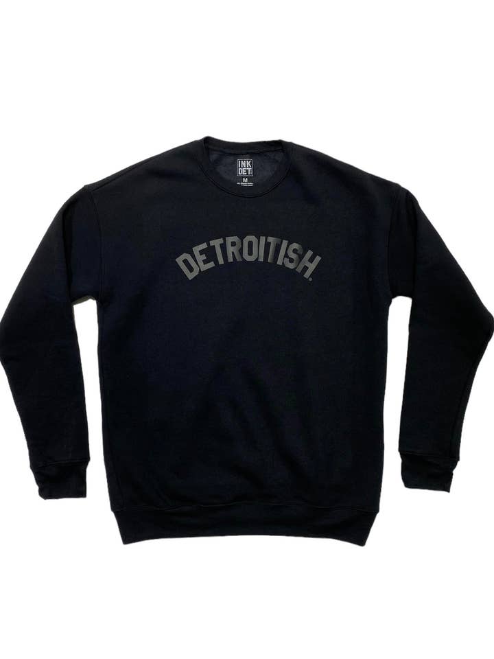 Ink Detroit Detroitish Crewneck Sweatshirt - Black on Black for wholesale by Ink Detroit
