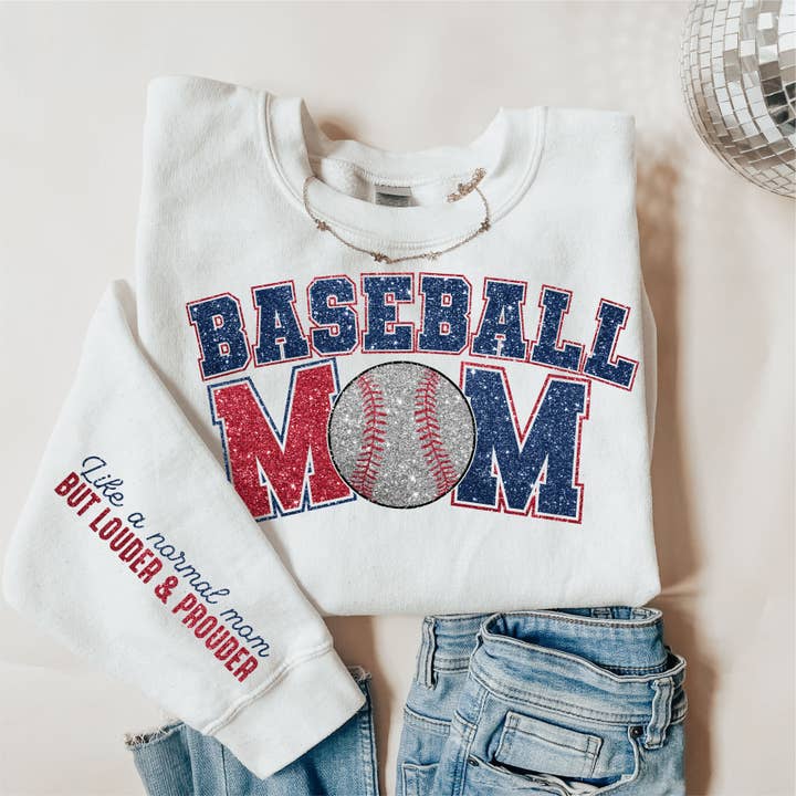 Baseball Mom Faux Glitter Set DTF Print for wholesale by Simple Tymes