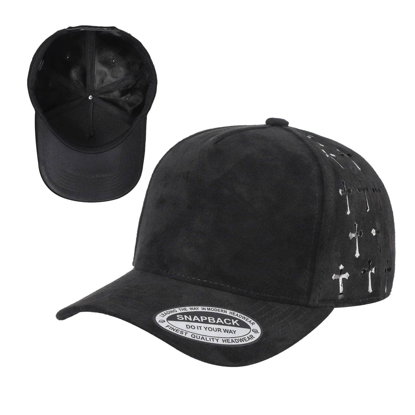 Burzip collection - Wholesale Baseball Cap - Unisex - TC-5SSTG-5PANEL SUEDE FABRIC CAP WITH SATIN GILDING DESIGN-6PCS4