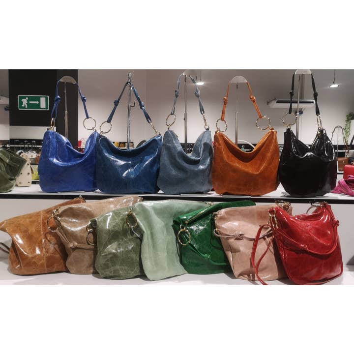 JIJOU CAPRI - Wholesale Shoulder Bag - Women's - ME989 Italian Shiny Leather Hobo Bags JIJOU CAPRI