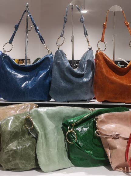 ME989 Italian Shiny Leather Hobo Bags JIJOU CAPRI for wholesale by JIJOU CAPRI