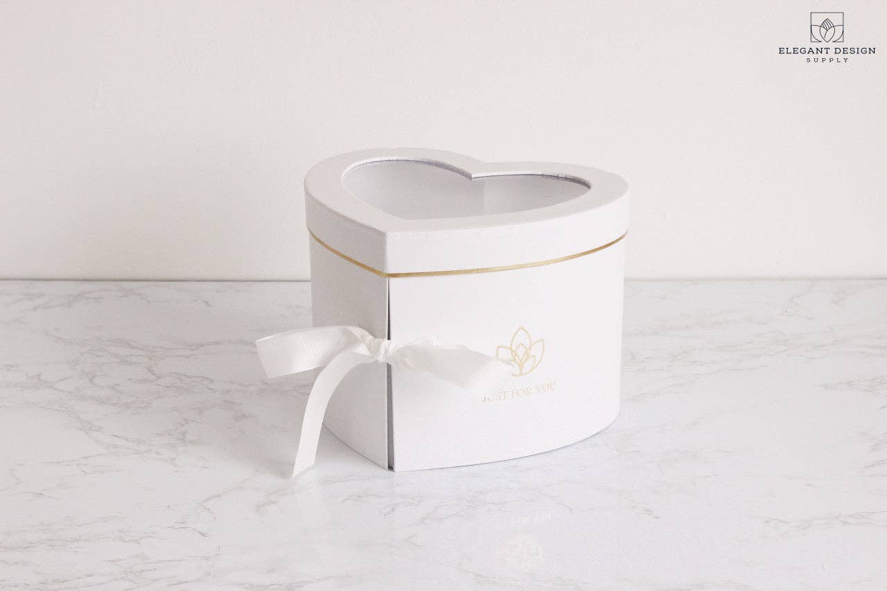 Elegant Design Supply - Vente Coffrets cadeaux - Boîte à fleurs cœur à deux étages avec couvercle transparent11