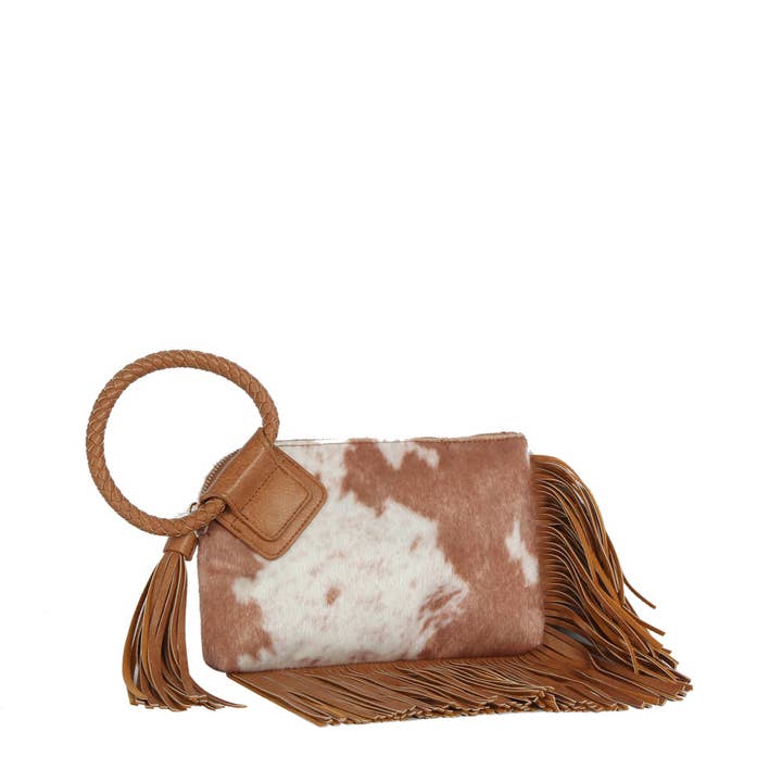 Handbag Factory Corp – wholesale Clutch bag – women's – Western Fringe Cowhide Ring Clutch2