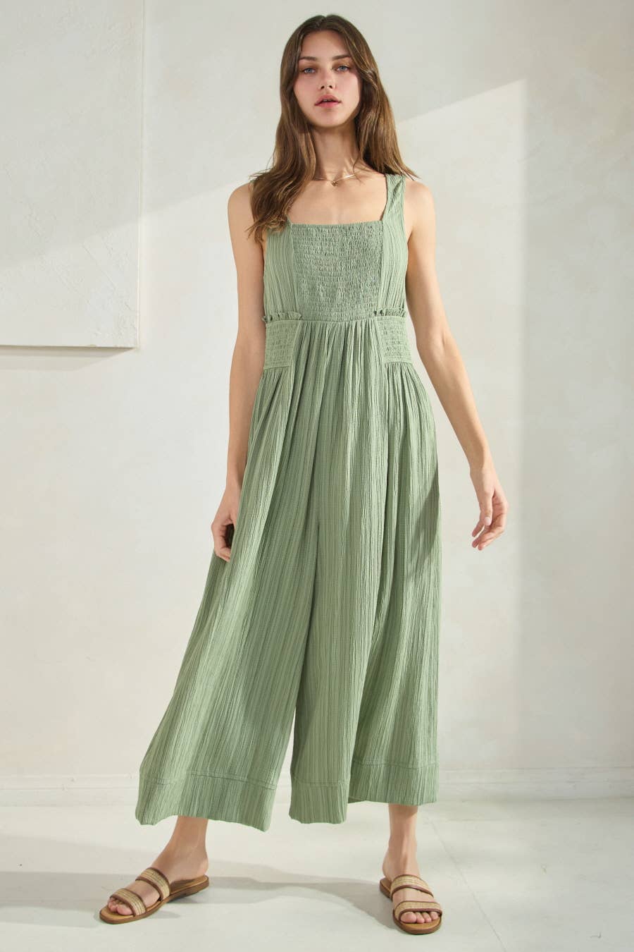 Oddi - Wholesale Jumpsuit - Women's - Crinkled Fabric Wide Leg Jumpsuit2