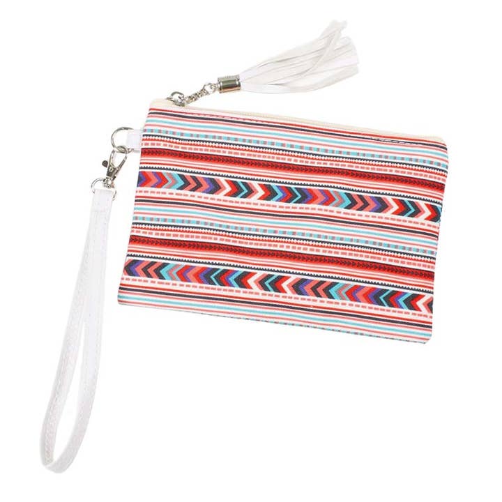 Aztec Patterned Wristlet Pouch Bag for wholesale by Madeline Love