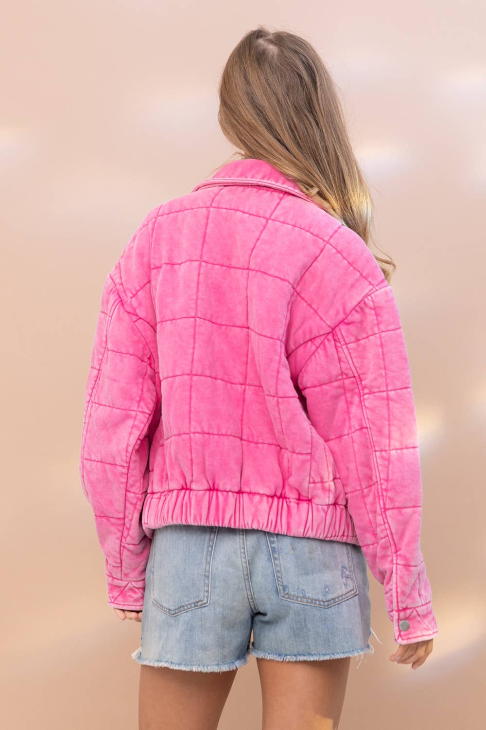 Blue B - Wholesale Jacket - Women's - 22082J - Garment Stone Washed Quilted Pocket Front Jacket13