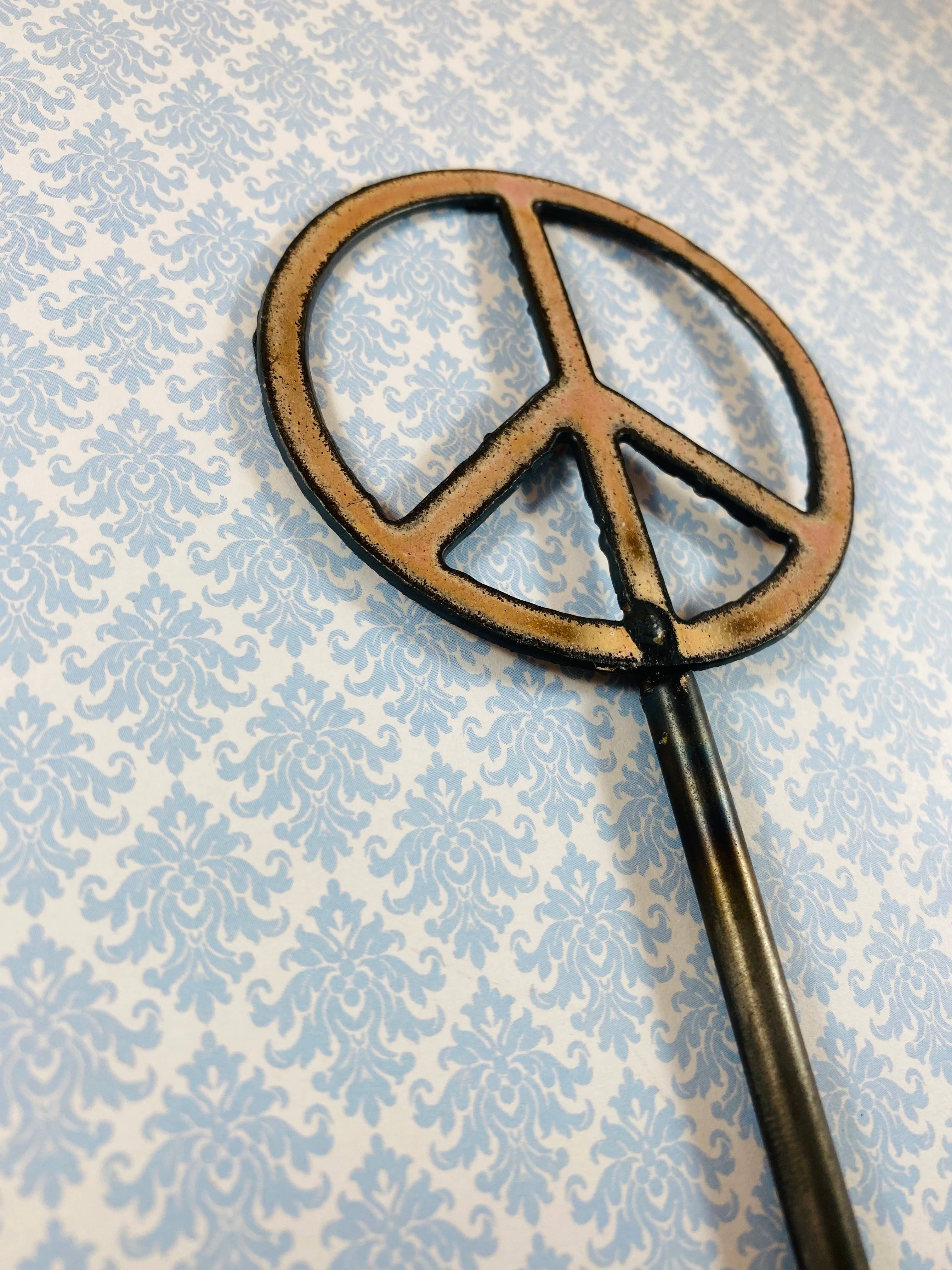 Iron Jewel - Wholesale Garden/Lawn Stake - Peace sign plant stakes hippie girly gifts garden stakes USA6