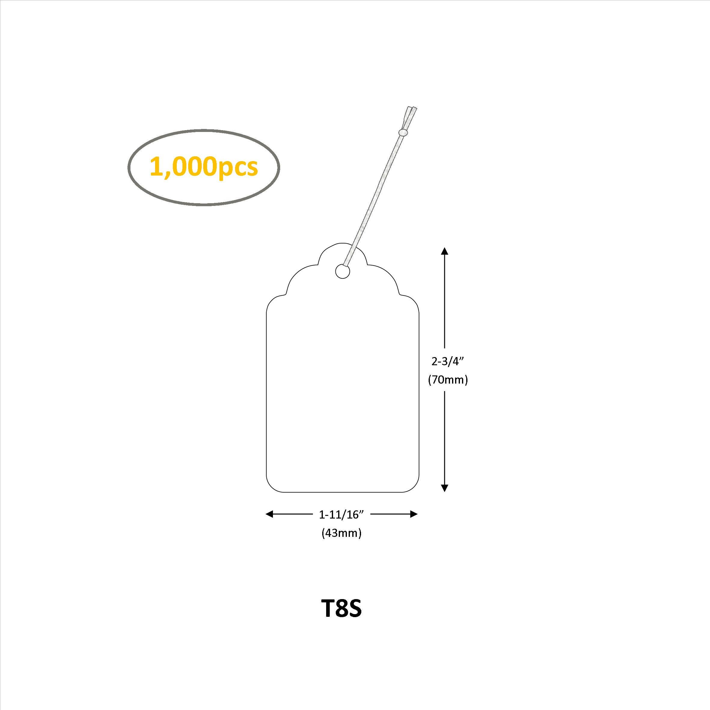 Suburban Sales – Engroshandel Gaveetiket – Strung papirmærker med flæsekant øverst - hvide, 1000 stk.4