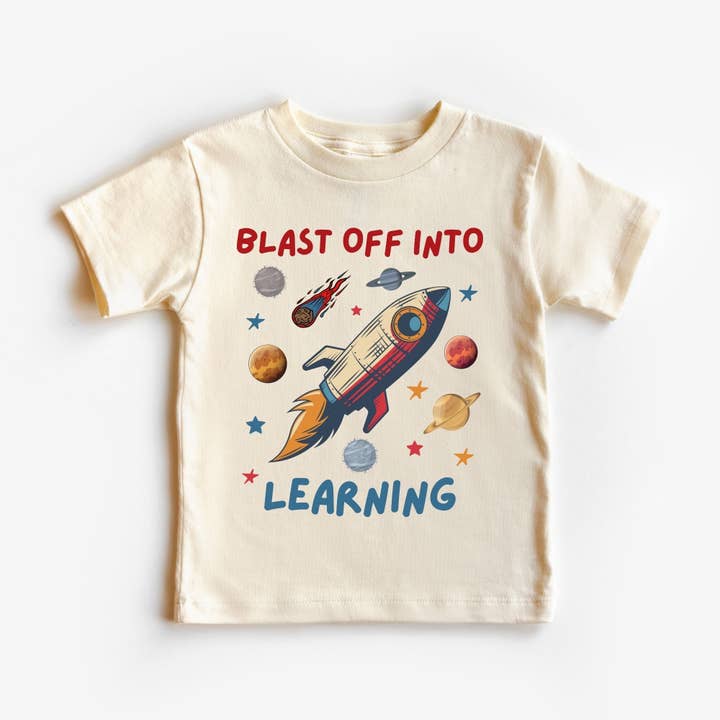 Youth STEM Space Shirt Blast Off Into Learning Tee for wholesale by IstiloPrints