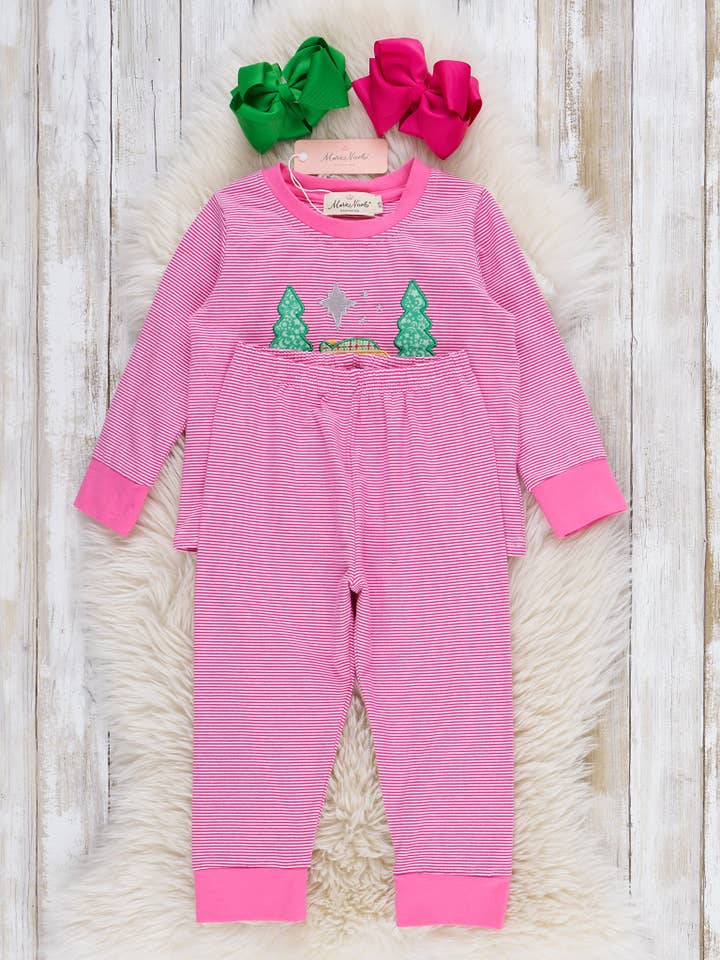 Marie Nicole Clothing - Wholesale Sleepwear Set - Kids - Sleepin' in the Manger Embroidered Pajamas - Girls1
