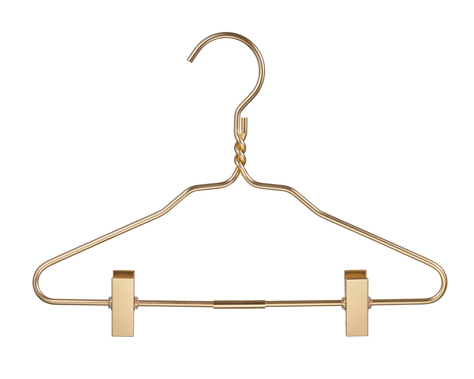 DEILSY - Wholesale Clothes Hangers - Kids Gold Aluminum Hanger W/ Clips (5 Pcs Per Paper Sleeve)8