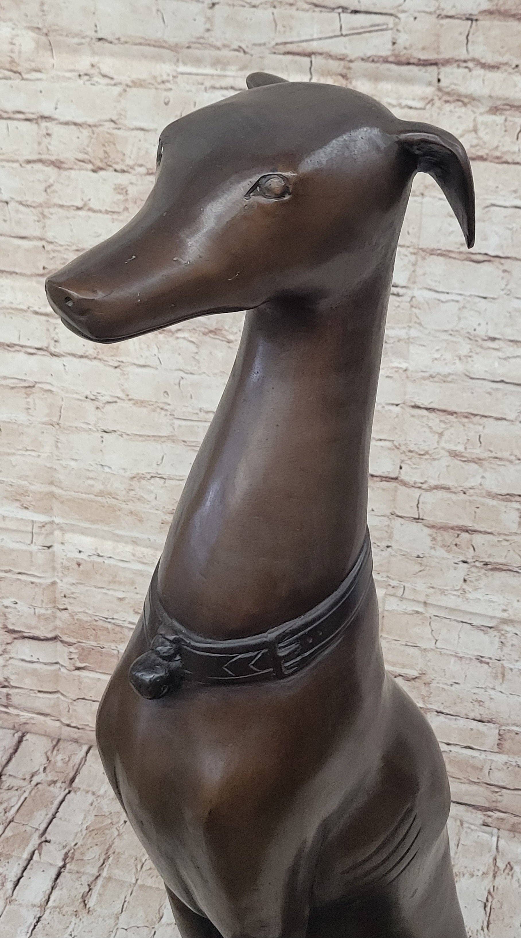 Bronzhaus - Wholesale Sculpture - Life Size Bronze Greyhound Saluki Slender Dog Statue Sculpture by J. Moigniez6