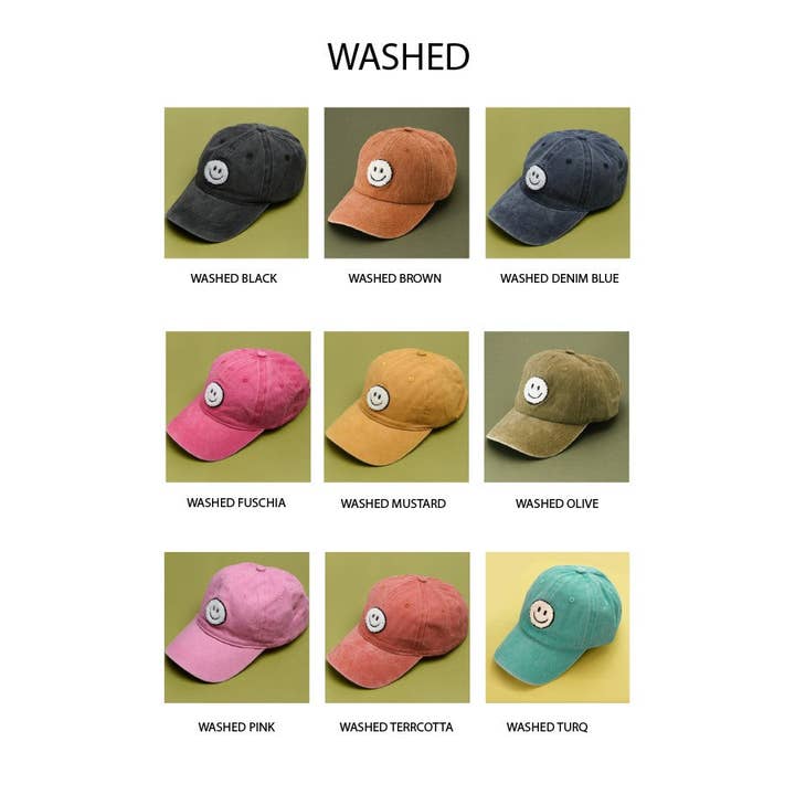 JOSSLYN by wall to wall - Wholesale Baseball Cap - Women's - WASHED SHERPA HAPPY FACE BASEBALL CAP 40HW703