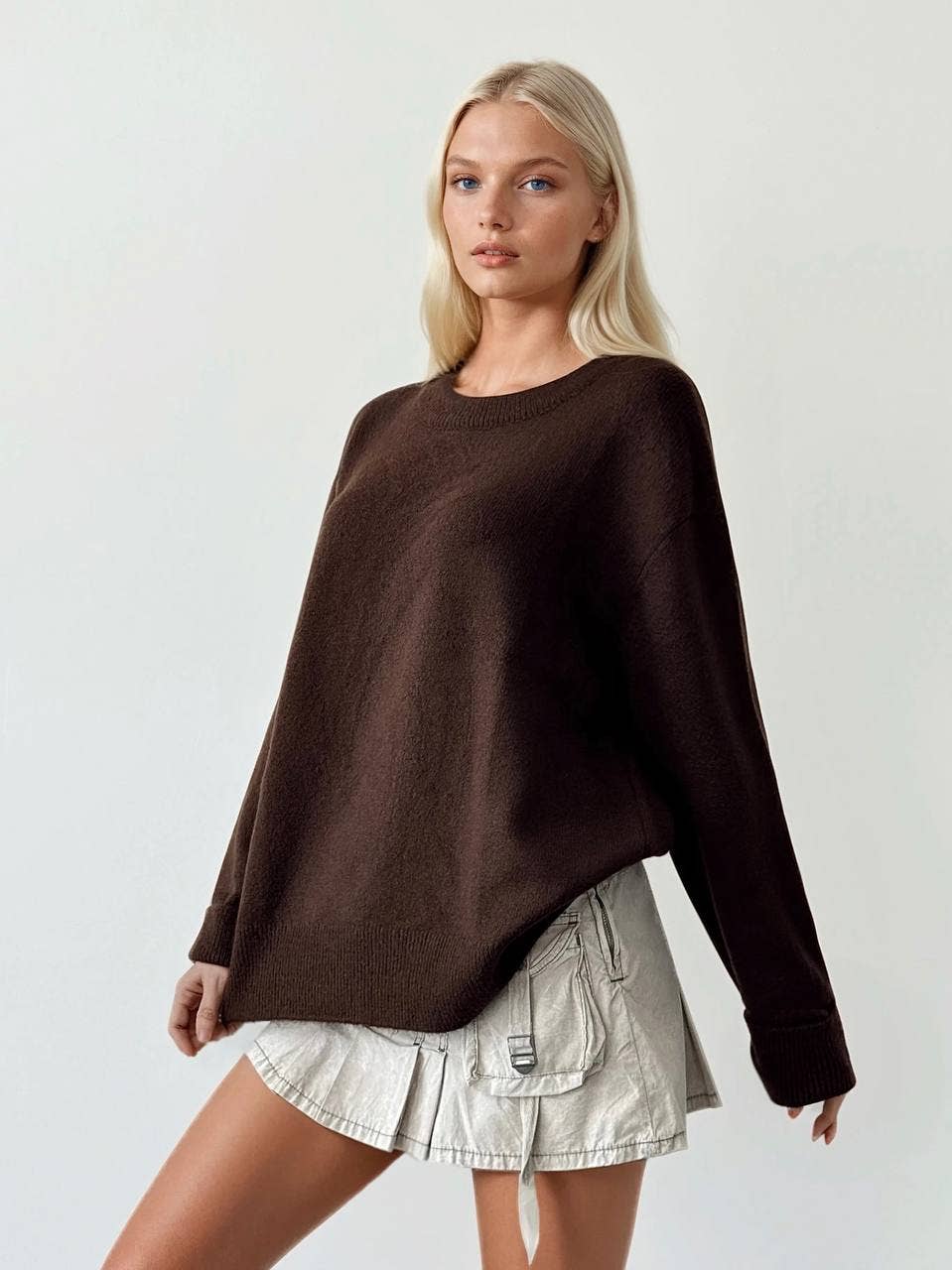 Anaz - Wholesale Knit Sweater - Women's - Oversized Crewneck Sweaters_ hem ribbing5
