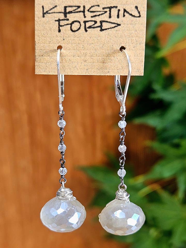 OX) Silver Moonstone & White Topaz Earrings EBK1424OX for wholesale by KRISTIN FORD Jewelry With Meaning