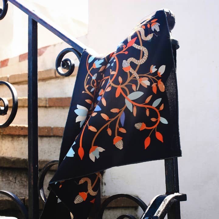 Jessie Zhao New York - Wholesale Scarf - Women's - Double Sided Silk Scarf Of Night's Enchanted Garden7