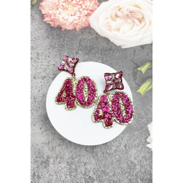 JHP Collection - Wholesale Dangle Earrings - 40TH BIRTHDAY GLITTER DROP POST EARRING7