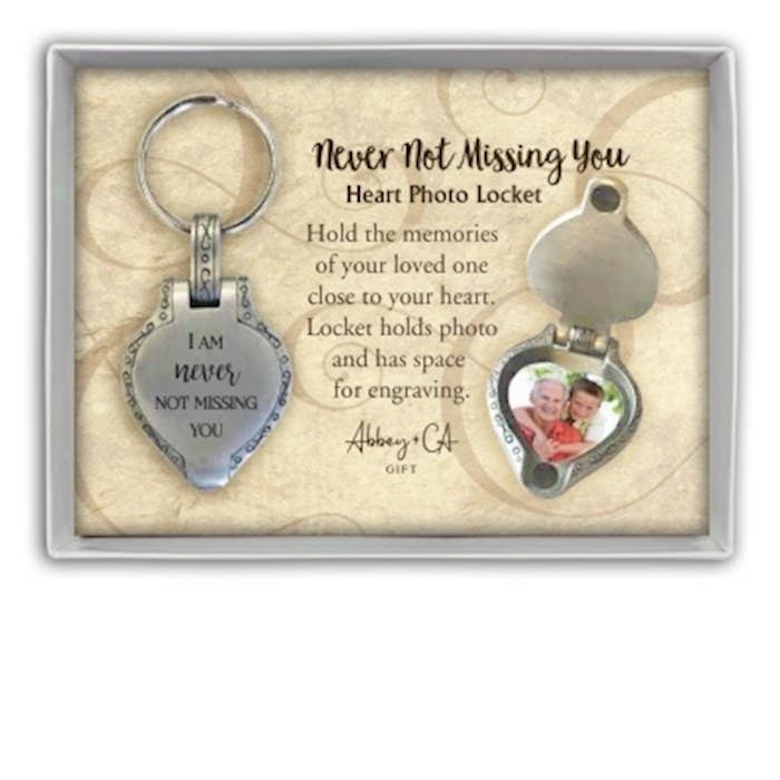 Key Ring/Heart Photo Locket-Never Not Missing You for wholesale by New Day Gifts