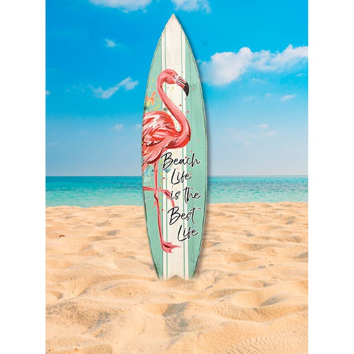 Jarmz Designs - Wholesale Wall Accent - SURF BOARD WALL ACCENT BEACH LIFE BEST FLAMINGO
