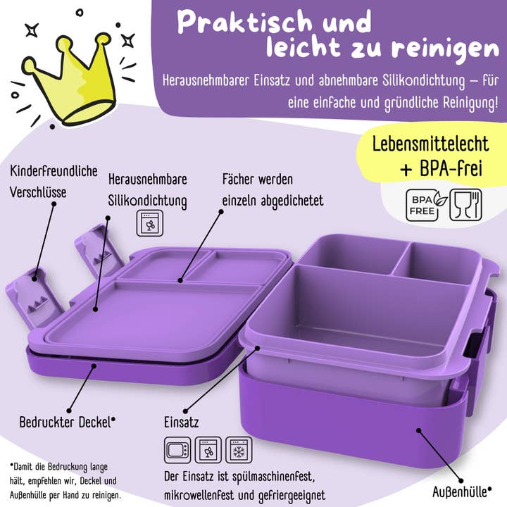 BEARFOOT - Wholesale Lunch Bag/Box - Kids - Lunchbox with compartments, lightweight & leak-proof - Unicorn GLOW7