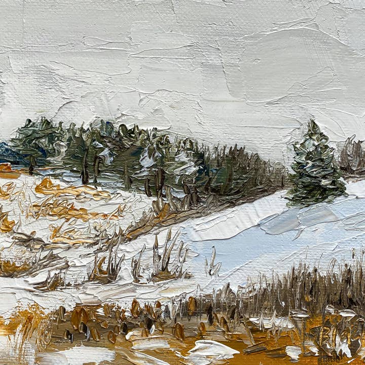 Impressão em tela horizontal de neve fresca por atacado de Michelle Blackhawk Studio