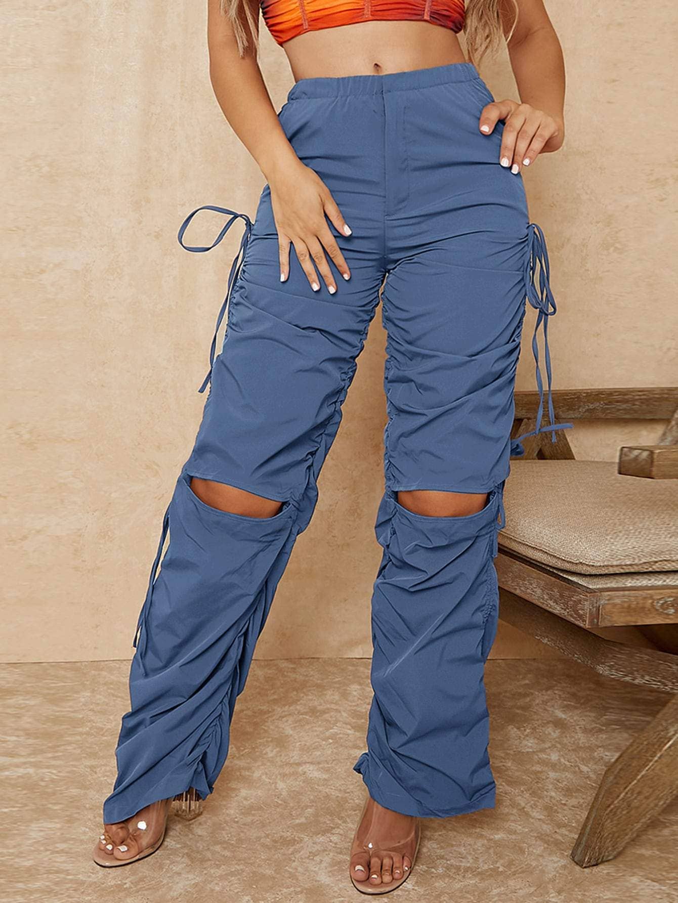 Flarix - Wholesale Pants - Women's - Ruched Drawstring Cargo Pants1