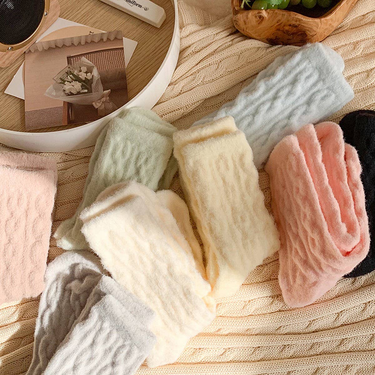 ACCITY - Wholesale Socks - Women's - Cable Knit Socks Women Candy Color Winter Warm_CWMS028839