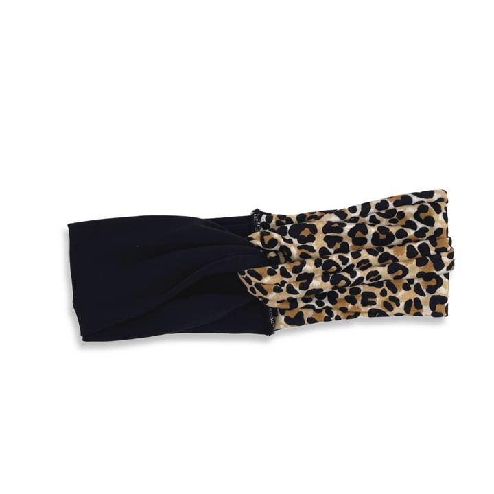 Bandeau torsadé bicolore Cheetah Chase pour la vente par The Happy Headband Co