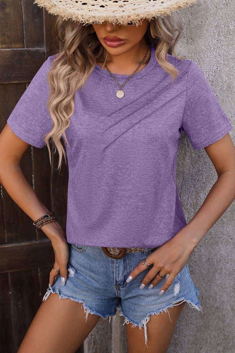 NINEXIS - Wholesale Knit Top - Women's - CWTTS0777_Round Neck Short Sleeved Top3