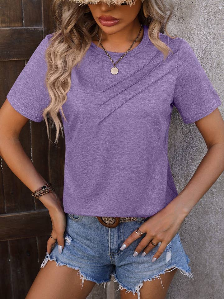 NINEXIS - Wholesale Knit Top - Women's - CWTTS0777_Round Neck Short Sleeved Top3