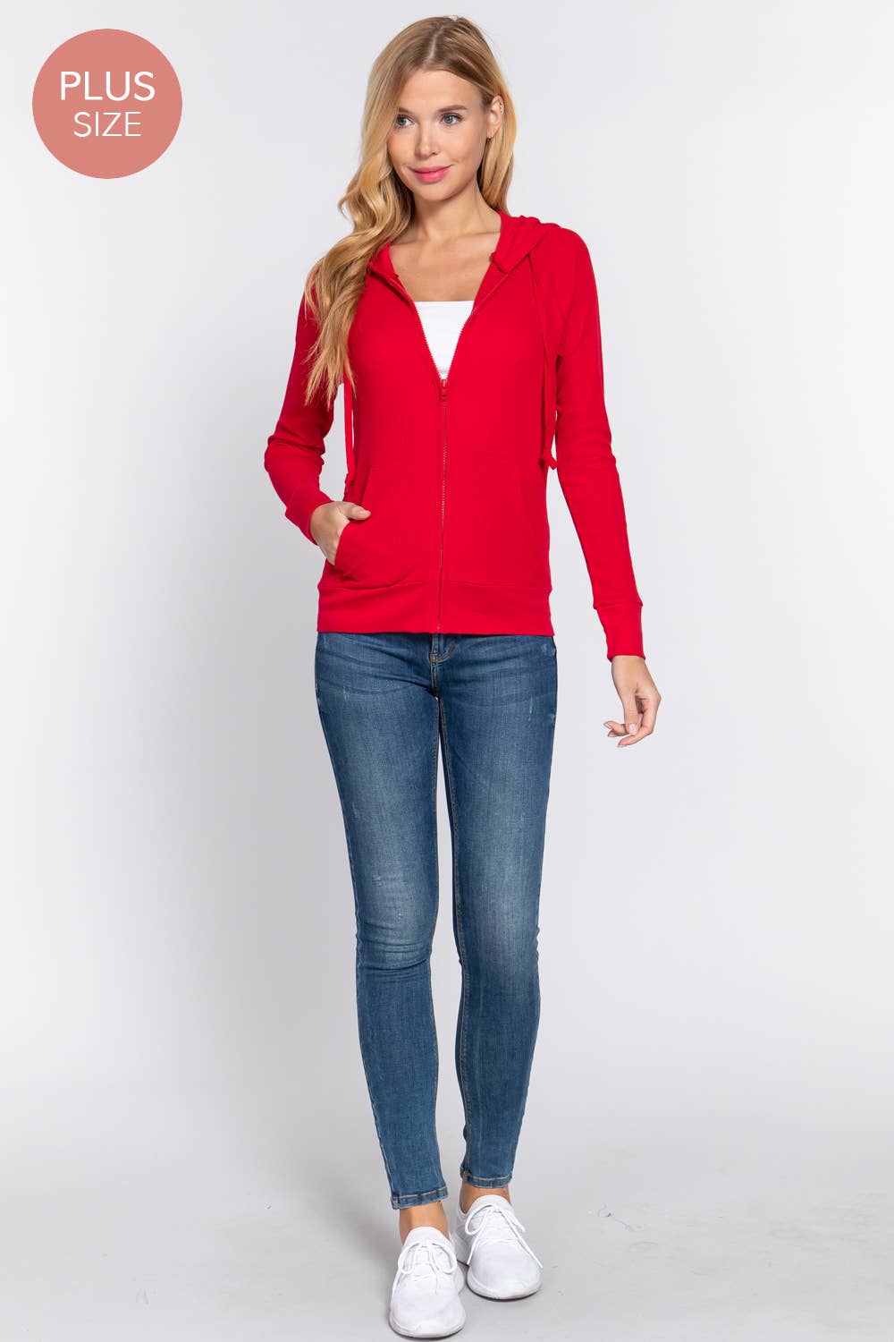 Active Basic | Active USA - Vendita all'ingrosso Felpa con cappuccio - Donna - [TAGLIA FORTE] Giacca Termica con Cappuccio a Maniche Lunghe e Tasca a Marsupio29