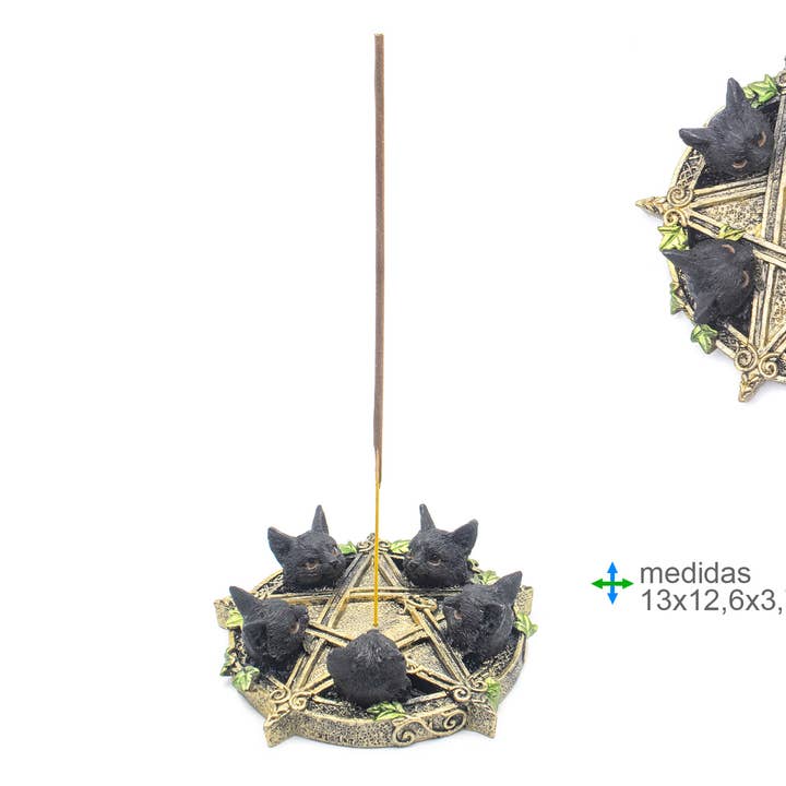 Wicca Cat Incense Holder 13 x 12.6 x 3.7 cm for wholesale by Esoterica Arte