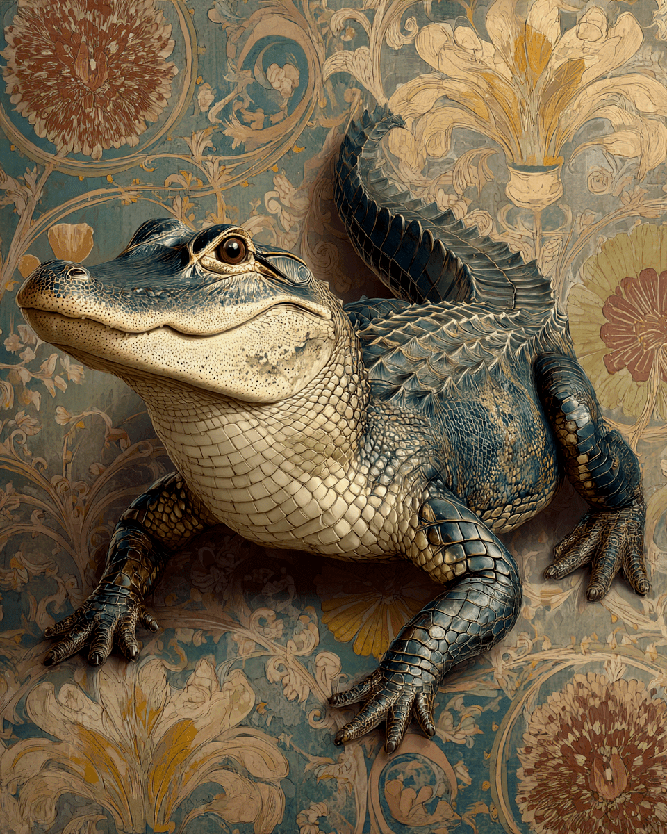 Mowbi - Wholesale Art Print - Grunge Alligator - Zoo Animals - Biophilic Wildlife Art Print - 8"x10" Artwork for 11"x14" Frame8