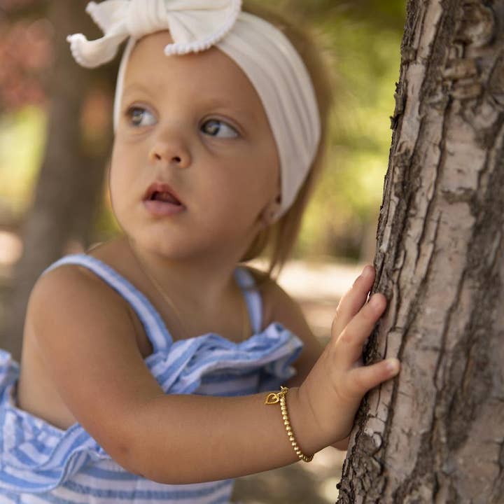 Cherished Moments – Engroshandel Perlearmbånd – Børn – Piger 14K forgyldt Baby armbånd w/hjerte børn smykker