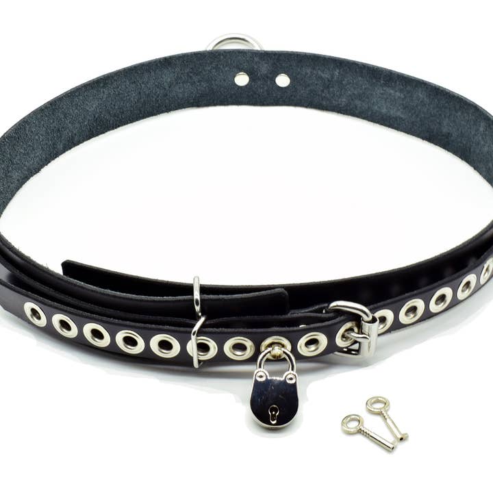 Leather Locking Bondage Belt for wholesale by Axovus
