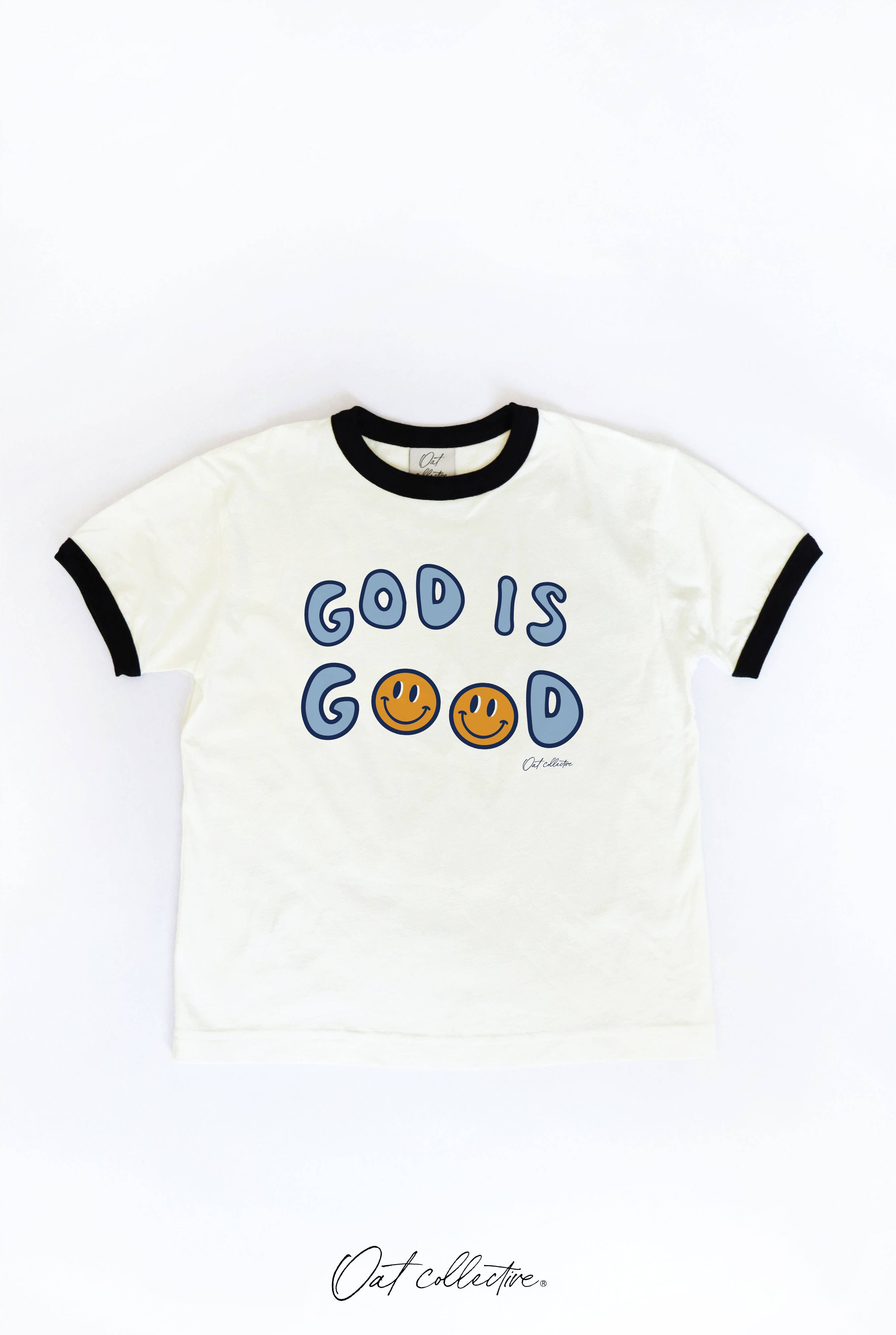 OAT COLLECTIVE – Engroshandel T-shirt med serigrafitryk – til børn – GOD IS GOOD Ringetrøje til småbørn0