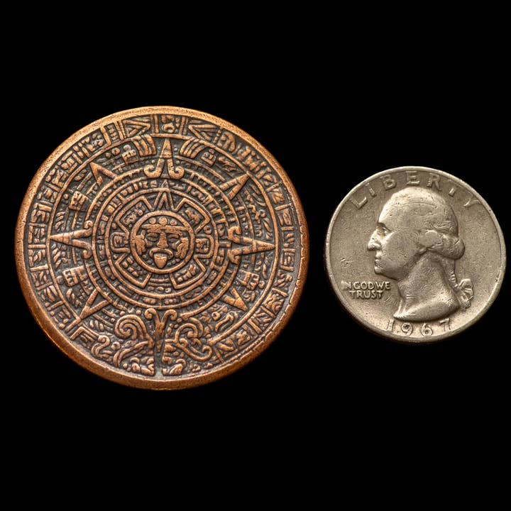 Shire Post Mint - Vente Jeton/pièce de collection - Calendrier Aztec Sun Stone - Pièce d'inquiétude en cuivre2