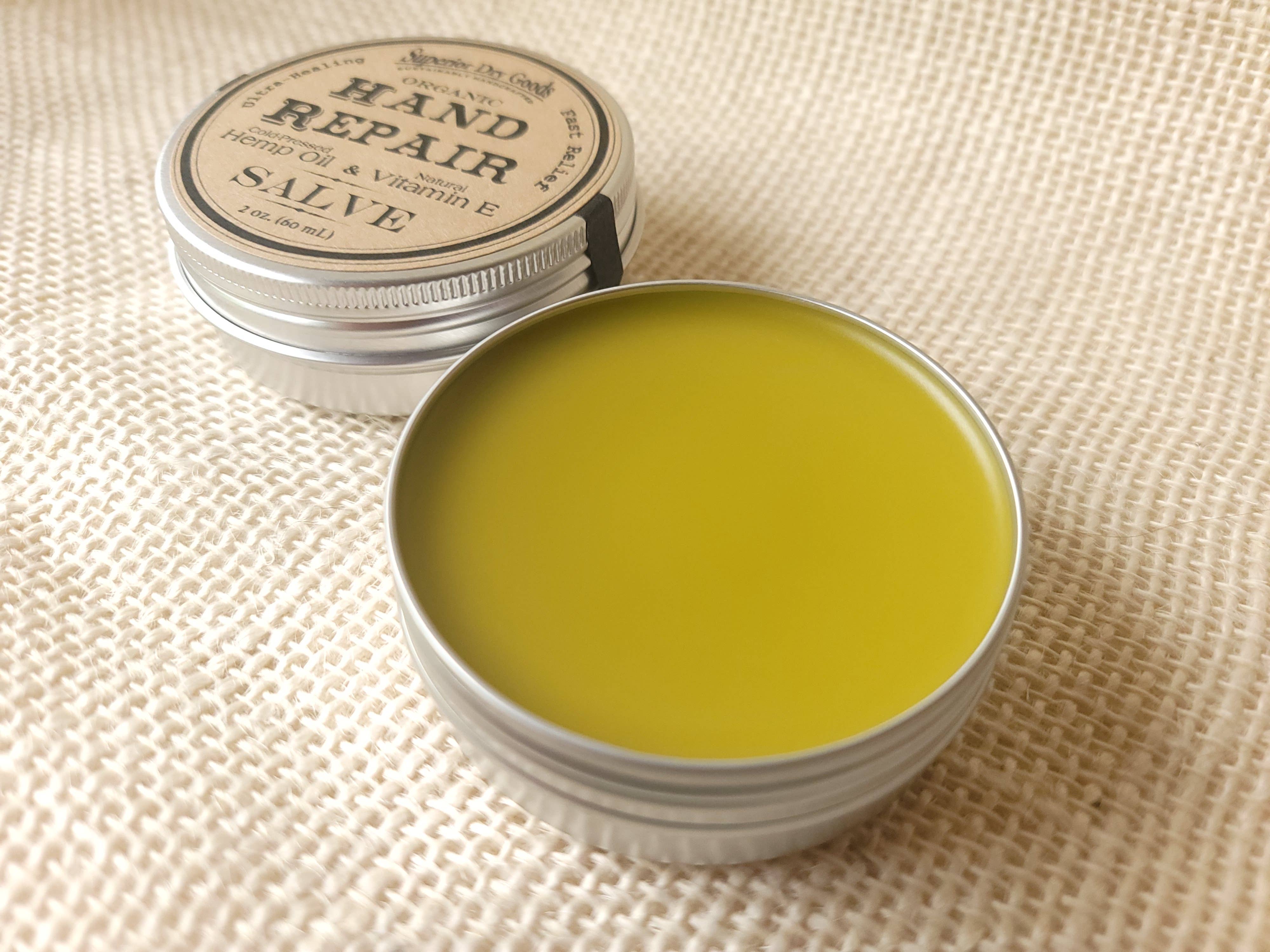 Superior Dry Goods - Wholesale Healing Salve/Balm/Cream - Hand Repair Salve | 2 Sizes | Hemp & Clary Sage | Organic2