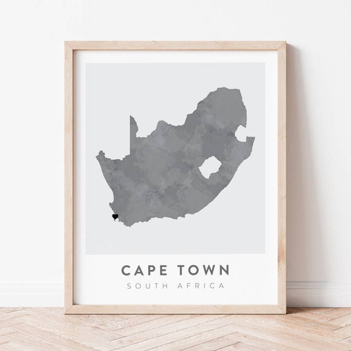 Kaart van Kaapstad, Zuid-Afrika voor wholesale door Backstory Map Co.