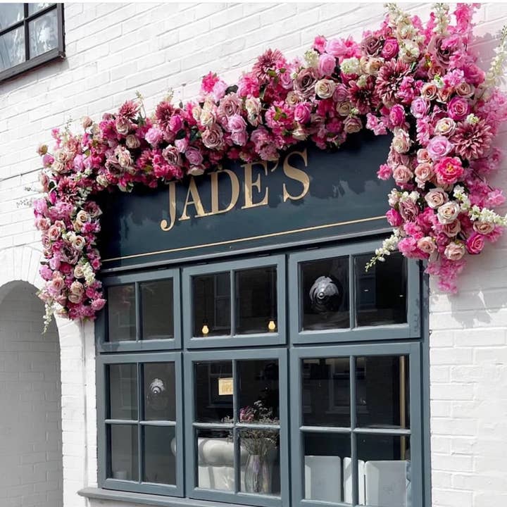 IVY CRUZ - Wholesale Bunting/Garland - SHOP Front Flower Garland, Pink Shop Flower Garland1