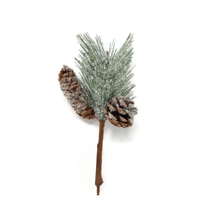 Pico de pino y cono con purpurina Snowy Glitter (20 cm) para venta al por mayor de Qube Luxe by Debbie Marks