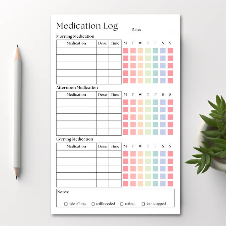 Eleventh and Taylor – wholesale Notepad – Medication and Vitamin Log: 50 Page Tear-Off Notepad1
