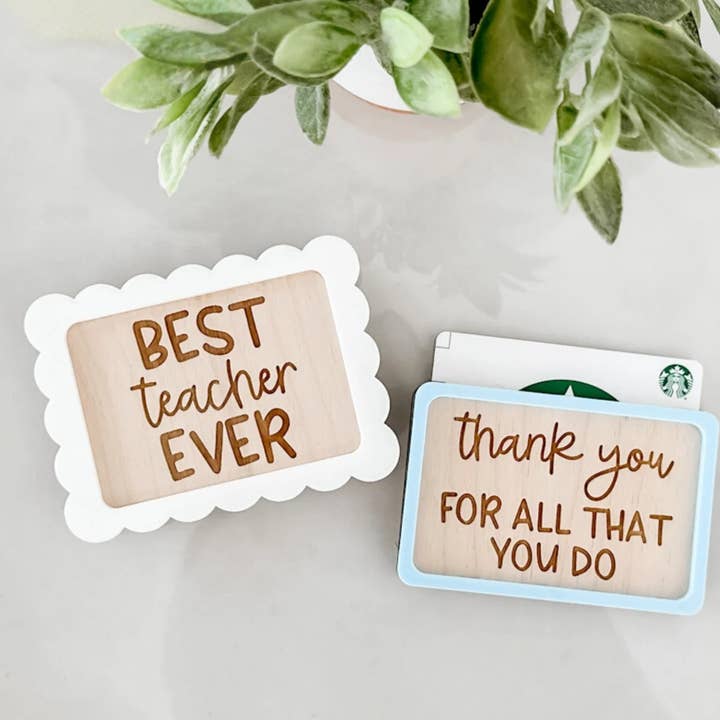 Teacher Border Gift Card Holder Teacher Gift Coffe for wholesale by Etchedoccasions