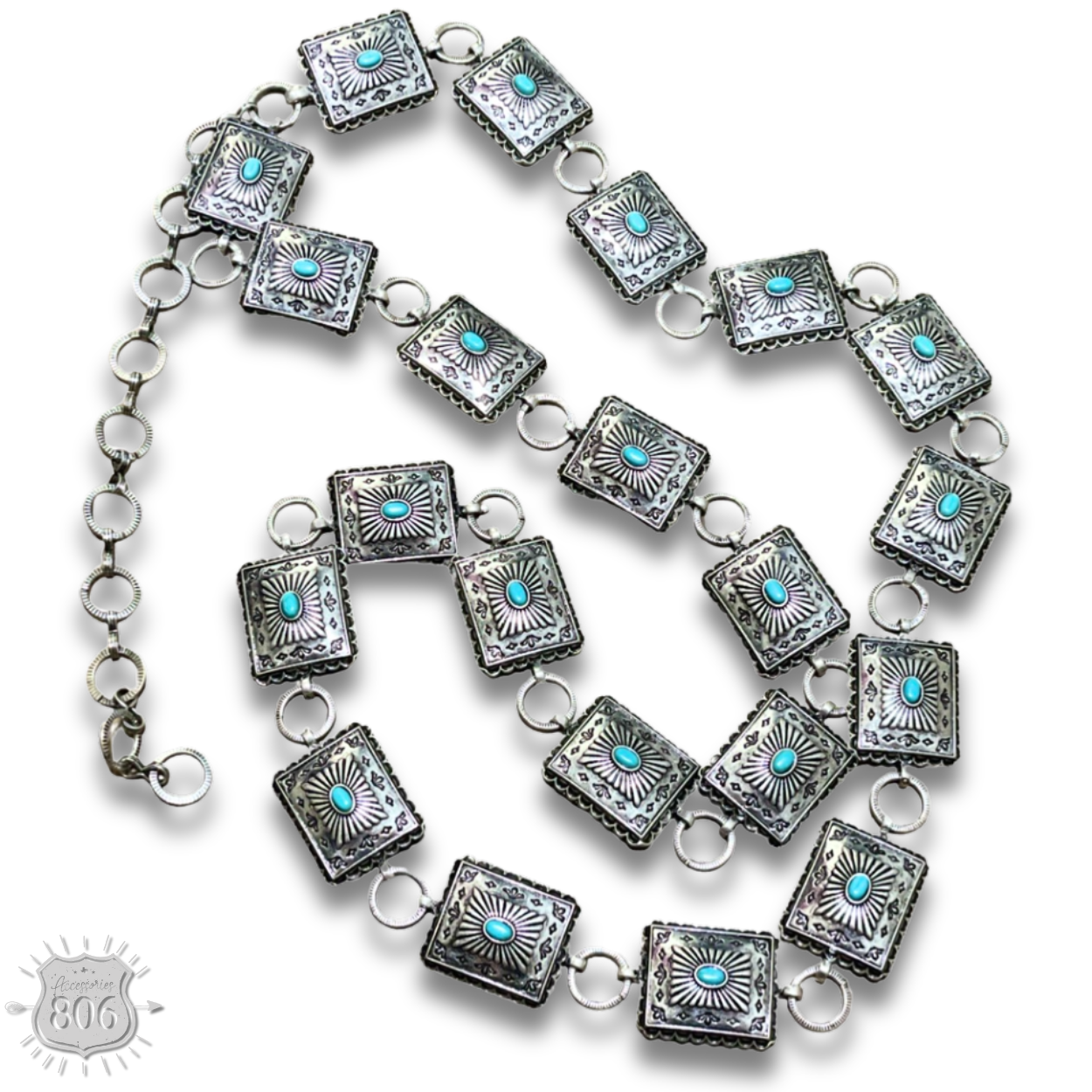 Pink Panache Brands - Wholesale Belt - Women's - Western rectangle silver concho belt - LC1