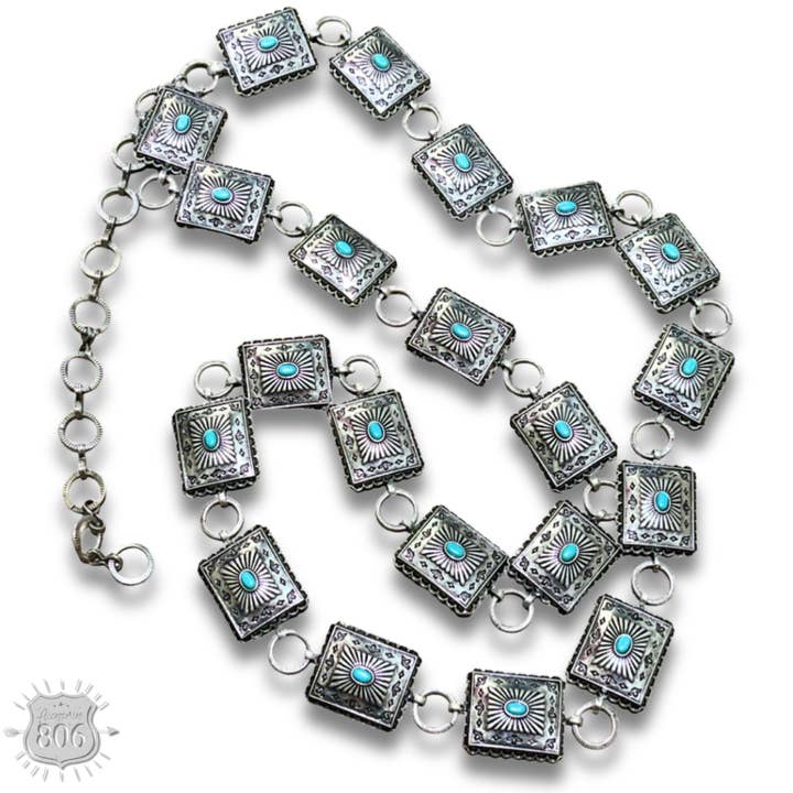 Pink Panache Brands - Wholesale Belt - Women's - Western rectangle silver concho belt - LC1