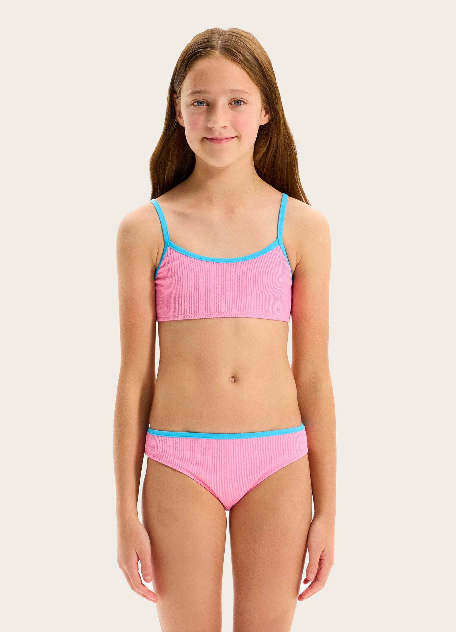Textured Contrast Bikini - Flamingo for wholesale on Faire0